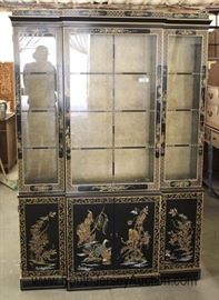 One Door Asian Decorated Ebonized China Cabinet by "Drexel Furniture" 