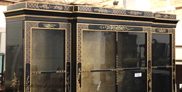 One Door Asian Decorated Ebonized China Cabinet by "Drexel Furniture" 