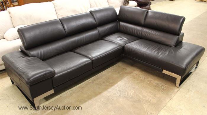  Contemporary Modern Design 2 Piece

Black Leather and Chrome Sectional Sofa with Flip Up Head Rest 