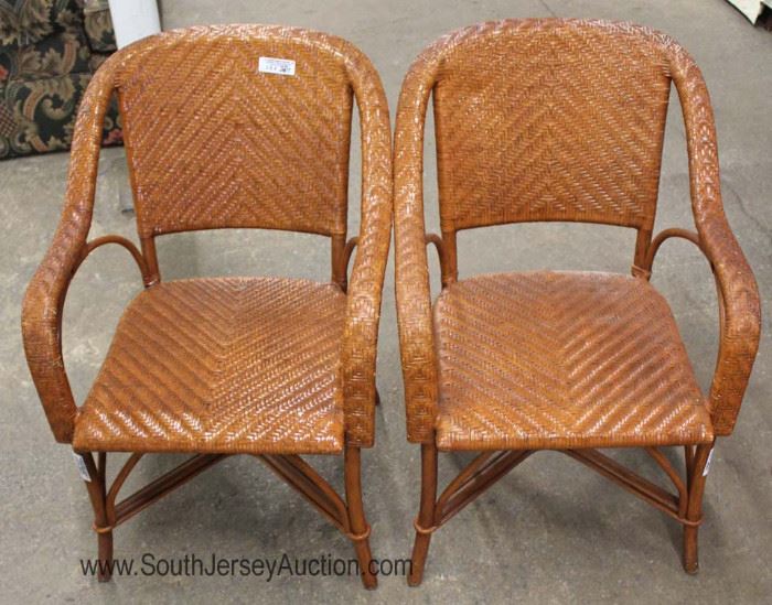 Set of 4 Wicker | Rattan Arm Chairs 