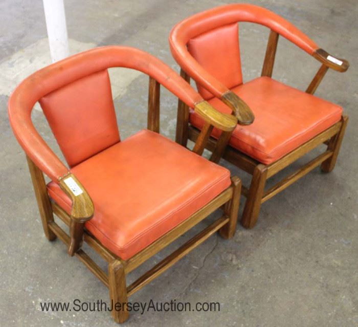 PAIR of VINTAGE Asian Mahogany Frame Arm Chairs 