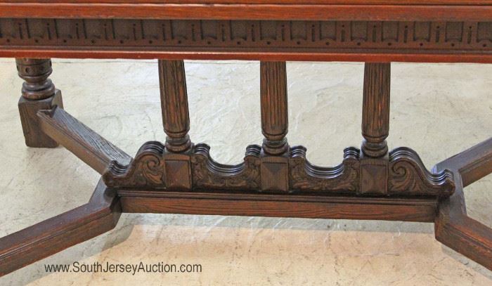 NICE 10 Piece Depression Carved Oak Refectory Dining Room Set by "Grand Rapids Chair Company" 