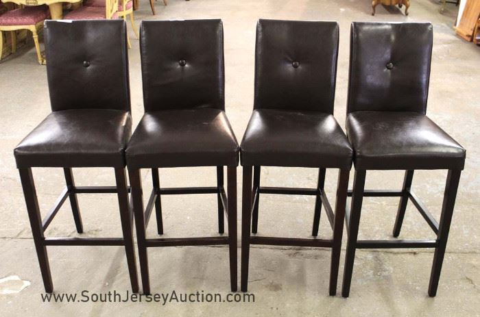 SET of 4 Leather Contemporary Bar Stools from Pier One Imports 