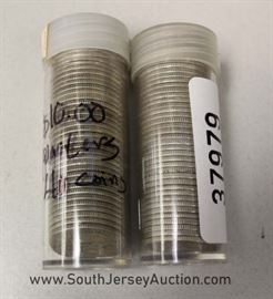 SELECTION of 6 Rolls and 2 Tubes of $10.00 each Silver U.S. Quarters 