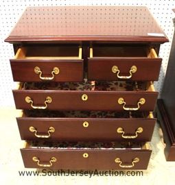 BEAUTIFUL PAIR of Solid Mahogany Bracket Foot 4 Drawer Bachelor Chests by "Link Taylor Furniture" 