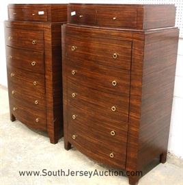 PAIR of Contemporary Modern Design Mahogany Bow Front High Chest by "Brownstone Furniture" 