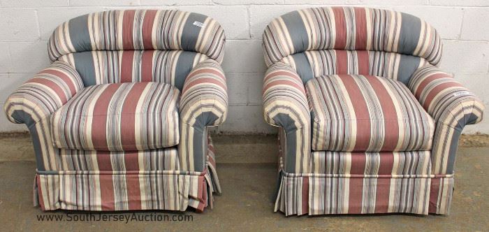 PAIR of Upholstered Club Chairs by "Heritage Furniture" 