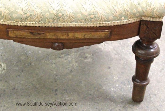 ANTIQUE Walnut Victorian Upholstered Button Tufted Carved Arm Chair
