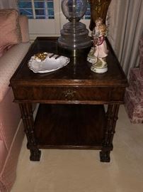 Pair of Mahogany End tables with bamboo Motif Legs