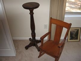One of the two Wood Child's Rocker, Wood Stand...