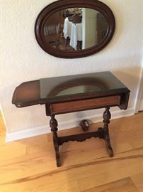 Antique Child's Drop Leaf Desk with Matching Mirror...