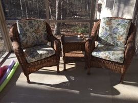 Four Patio Chairs with Two Tables...