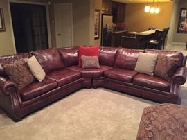 Henredon leather sectional with custom pillows from Nell Hils