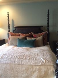 Tommy Bahama Kingston King Bed and custom made bedding from Nell Hills 