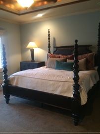 Tommy Bahama Kingston King Bed and custom made bedding from Nell Hills 