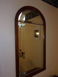 Curio entry table with beveled edge mirror