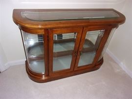 Curio entry table with beveled edge mirror