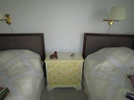 Pair of twin cane headboards and beds