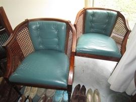 Pair of cane barrel chairs