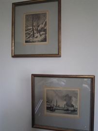 These are a set of four beautiful small watercolors by the same artist-signed.