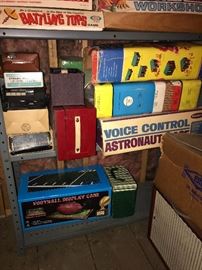 Tons and tons of vintage games and toys. Remco Voice Control Astronaut Base playset and more.
