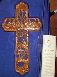 Last supper carved cross