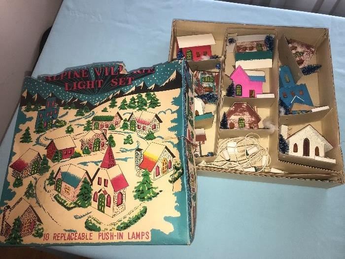 Vintage Christmas Alpine Village light set (paper not plastic!)