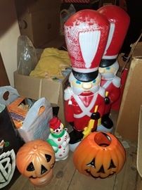 Vintage Christmas and Halloween blow molds