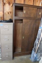 CEDAR LINED ARMOIRE AND 4 DRAWER FILE CABINET