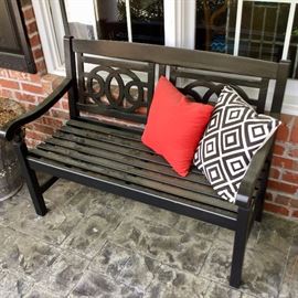 Cute black bench (1 of 2) Outdoor pillows sold separately. 
