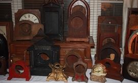 HUGE collection of Clock cases, faces, hands, mechanisms. Great for repurposing. 