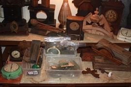 HUGE collection of Clock cases, faces, hands, mechanisms. Great for repurposing. 