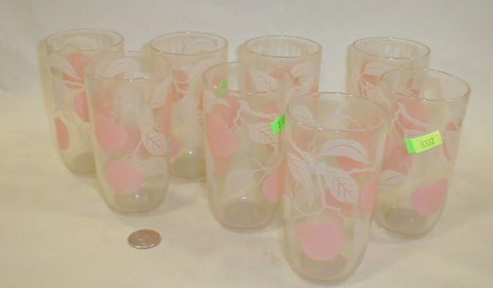 mid century pink glass tumblers