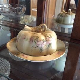 Wonderful hand painted covered butter dish