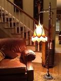 Vintage floor lamp marble base w/rope pull