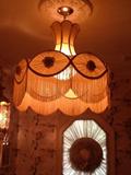 Antique lamp shade made into ceiling light