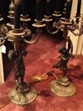 Bronze, Brass, Marble Cherub Lamp