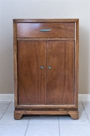 Retro Hand Crafted Vinyl Cabinet w/Way Cool Pulls!  1 Drawer, 2 Doors (shelves enclosed)  40"h x 25"w x  22.5"d:  $90.00