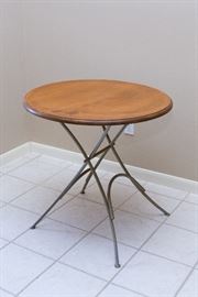 Vintage Wood Top Folding Table.  29"h x 27" diameter:  $33.00