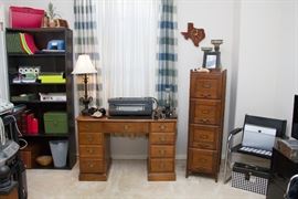 SOLD:   Black Shelf.  4 Drape Panels, 2 Matching Pillows and 2 Matching Pillow Cases:  $45.00  Plenty of home and office supplies available.