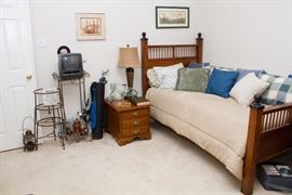 SOLD:  Single Bed Frame and Mattress.  SOLD:  Brohill Night Stand.  SOLD:  Iron and Ornate Plant Stands:  