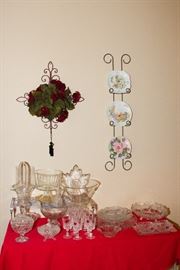Hand Painted Plates, Wall Decor, Crystal and Cut Glass