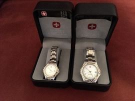 His Swiss Army Watches.  Stainless steel metal. Never been worn.  Brand new watch batteries.  $75.00 each.  Costume Jewelry Available As Well.