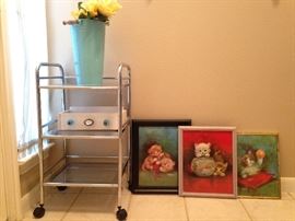 Yellow Roses of Texas At the Entrance.  Our Sale Is The Cats Meow!  ROLLING CART, DRAWER AND TIN:  SOLD