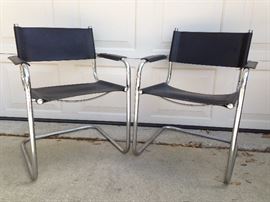 Black Leather and Chrome Breure Style Side Chairs:  $90.00 pair