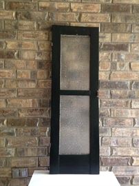 Glass Door Panels.  44"h x 14"w x 1.5"d.  (2 available).  Both Are Black On One Side and Green On The Other.  $39.00 for the pair.