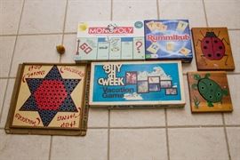 Vintage Chinese Checkers:  $39.00  Hand Crafted Wood Puzzles:  $15.00 Tin Friction Duck:  Lehmann Paak Paak #903: $9.50 (as is)  Buy A Week:  $33.00  Monopoly:  $19.50  Rummikub:  $4.50