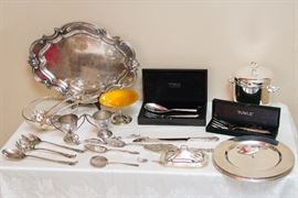 Silver Plate Items For Your Wedding Plans, Home Or Any Upcoming Event!  Reed and Barton S.P. Tray:  $60.00  S.P Basket:  16.50  Reed and Barton Enamel and S.P. Compote (new in box):  $15.00  S.P. Ice Bucket (new in box) $19.50  8 S.P. Chargers:  $24.00