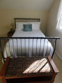 Double Bed with mattress and box springs, Metal Sleigh bed frame 