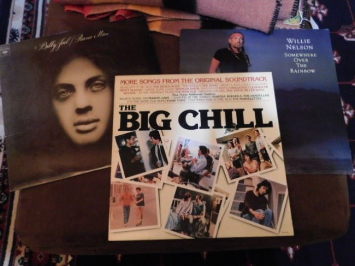Viynl records Billy Joel,  The Big chill, Willie Nelson. Some not pictured. 